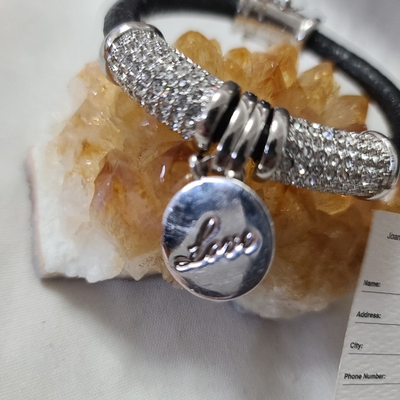 Vintage Joan Boyce Leather Pavé Crystal Bracelets - Picture 4 of 8